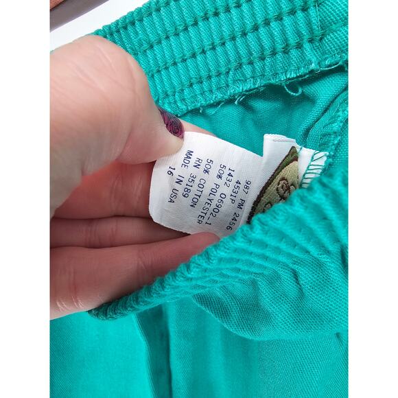 Picket And Post Women's Elastic Waist Green Cotton Polyester Pant Size 16 - Picture 4 of 5